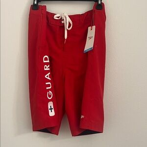 Speedo Men's Red Lifeguard Board Shorts